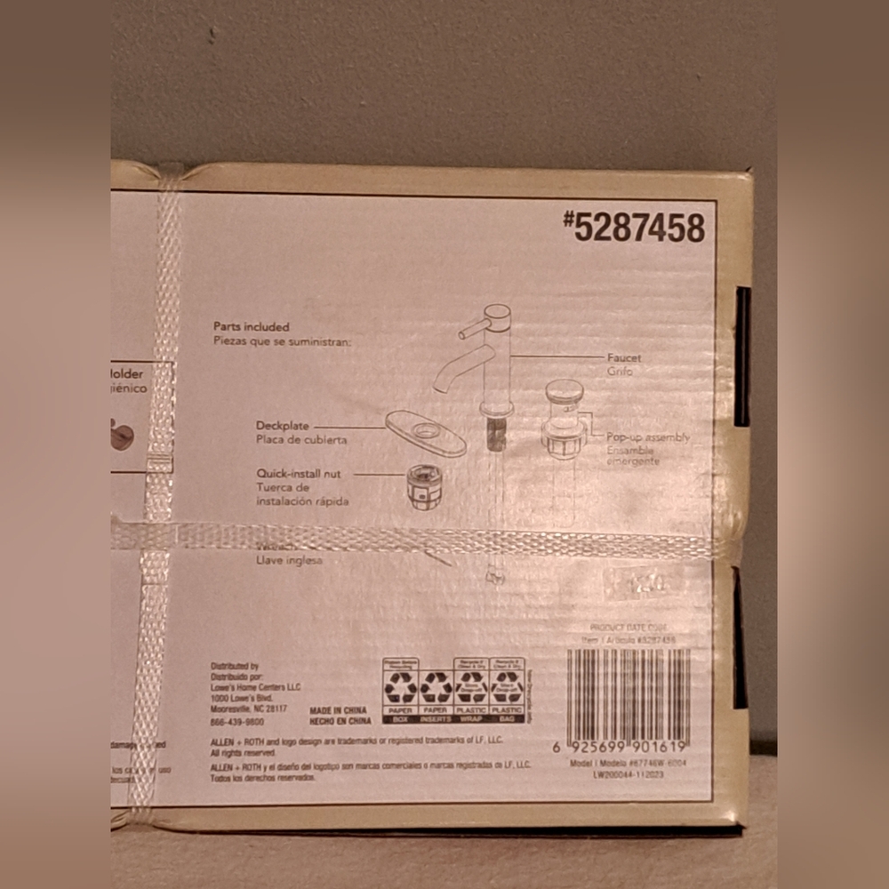 Bath Faucet Single Handle Silver Allen + Roth #5287458 New - Picture 7 of 7